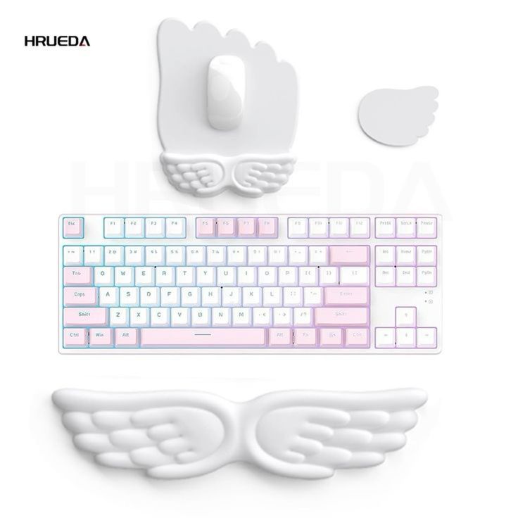 Alfombrilla ergonómica para teclado con alas de ángel