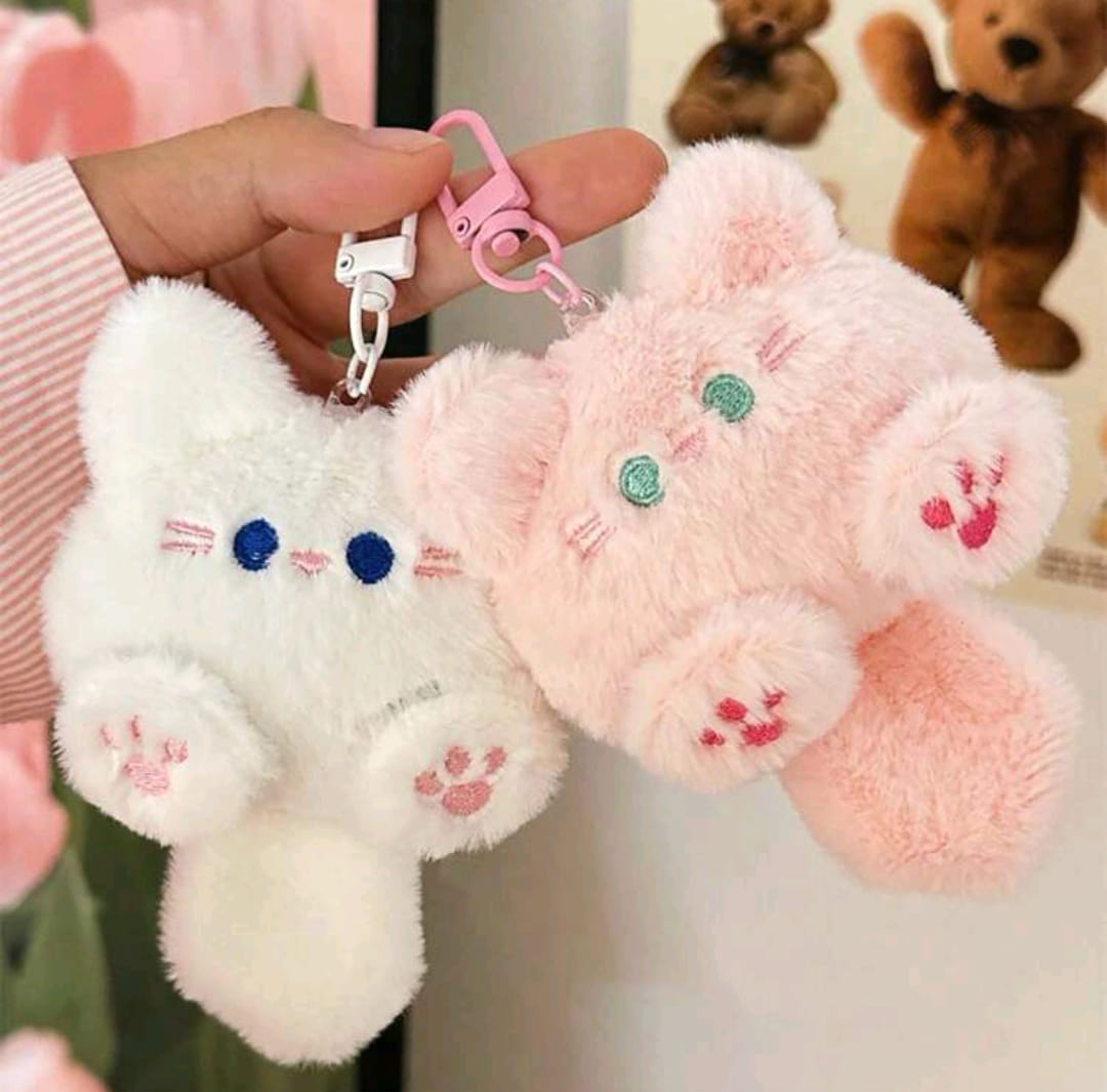 Llavero de gato afelpado BLANCO