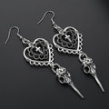 Pendientes góticos con forma de corazón con cruz