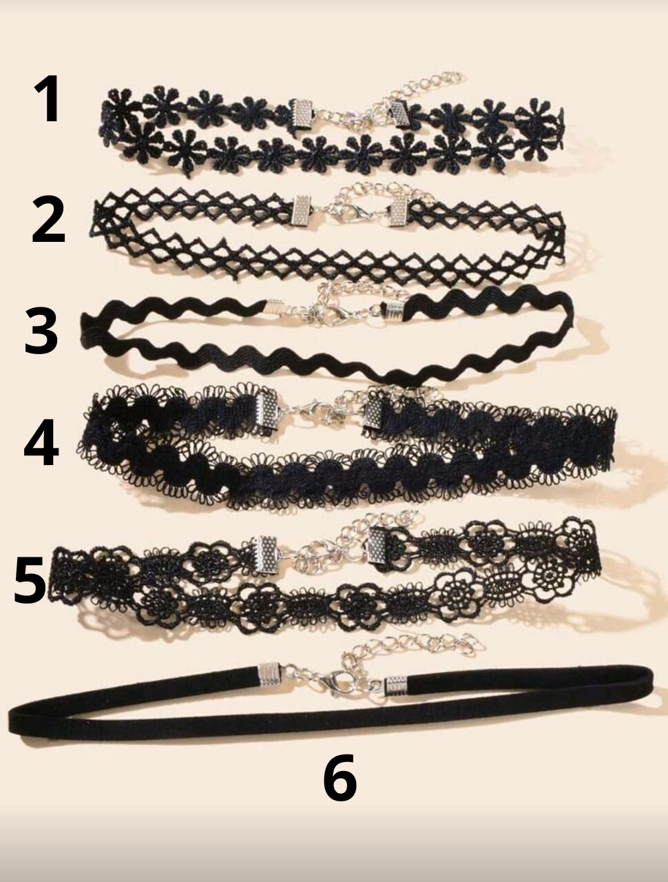 Chockers negros con encaje