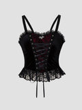 Corset gótico sin mangas con encaje con dije de murcielago