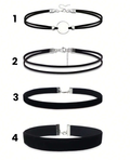 Set de 4 gargantillas goticas minimalistas