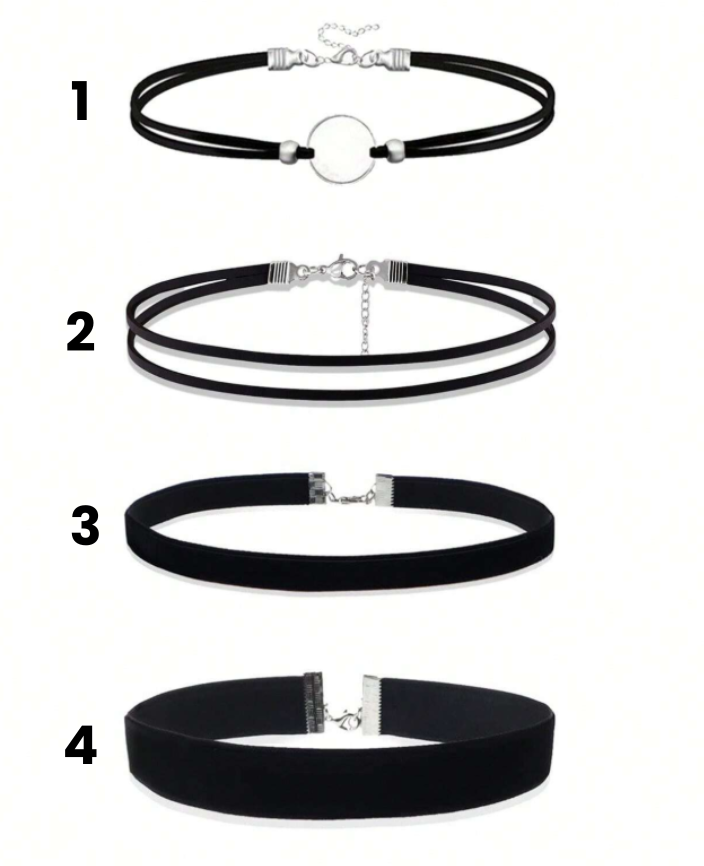 Set de 4 gargantillas goticas minimalistas