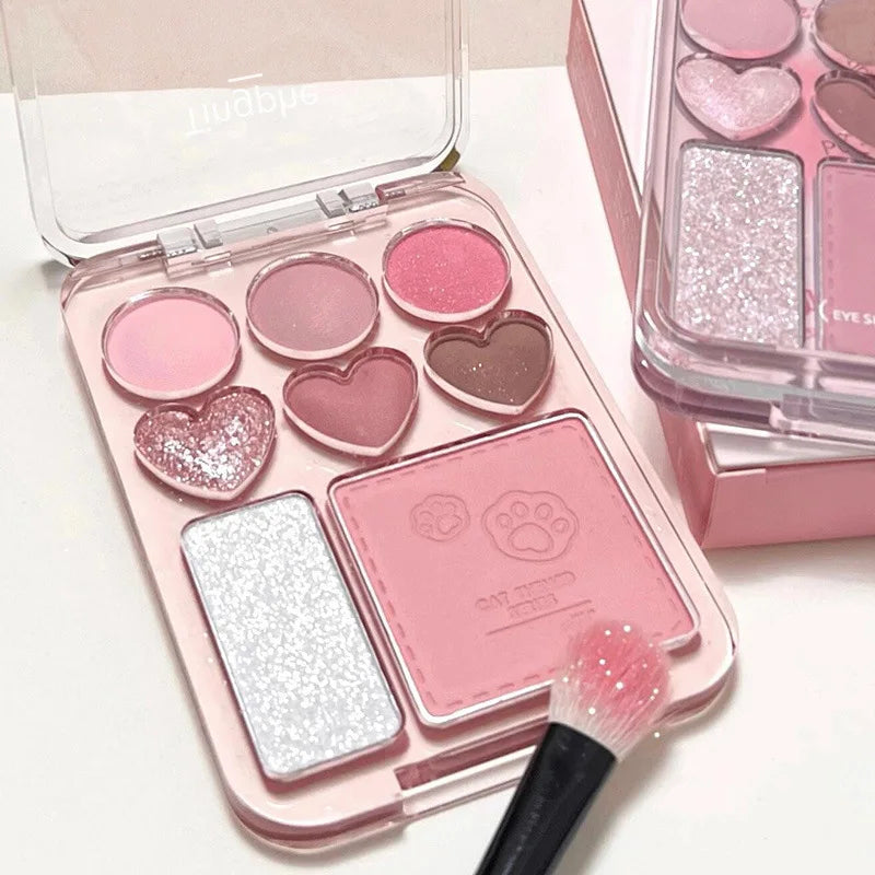 Paleta de maquillaje de 8 tonos rosa