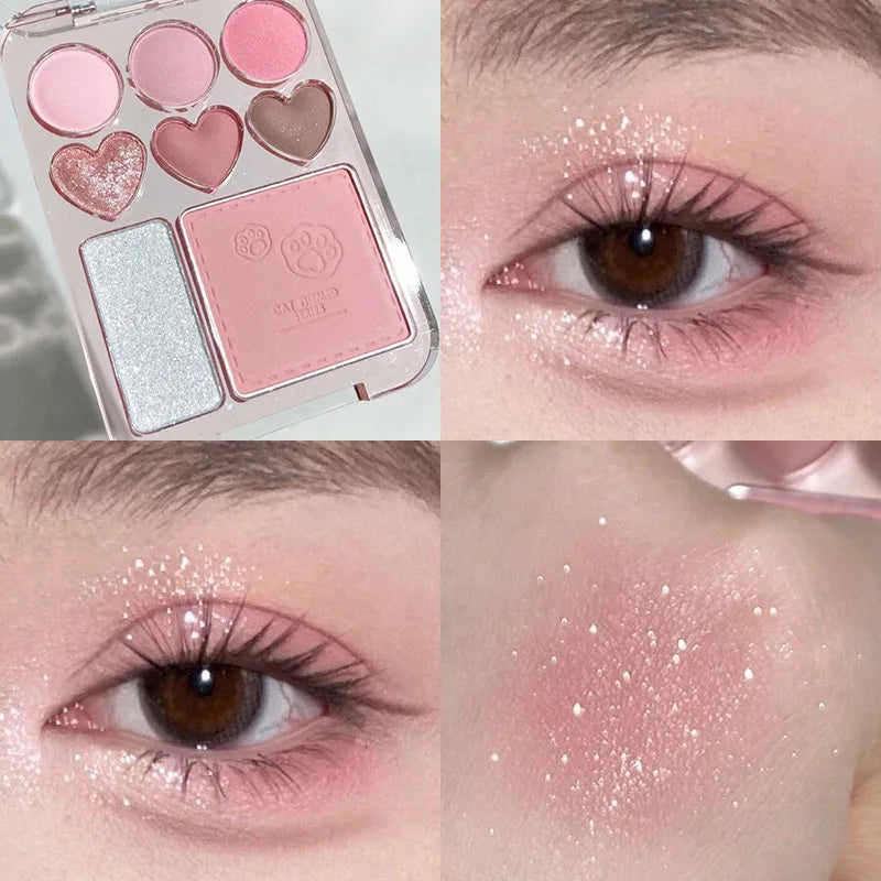 Paleta de maquillaje de 8 tonos rosa