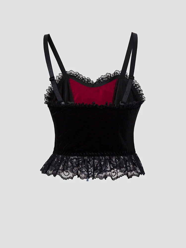 Corset gótico sin mangas con encaje con dije de murcielago