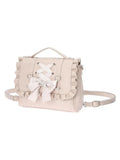 Bolso de cuero rosa con lazo entrelazado