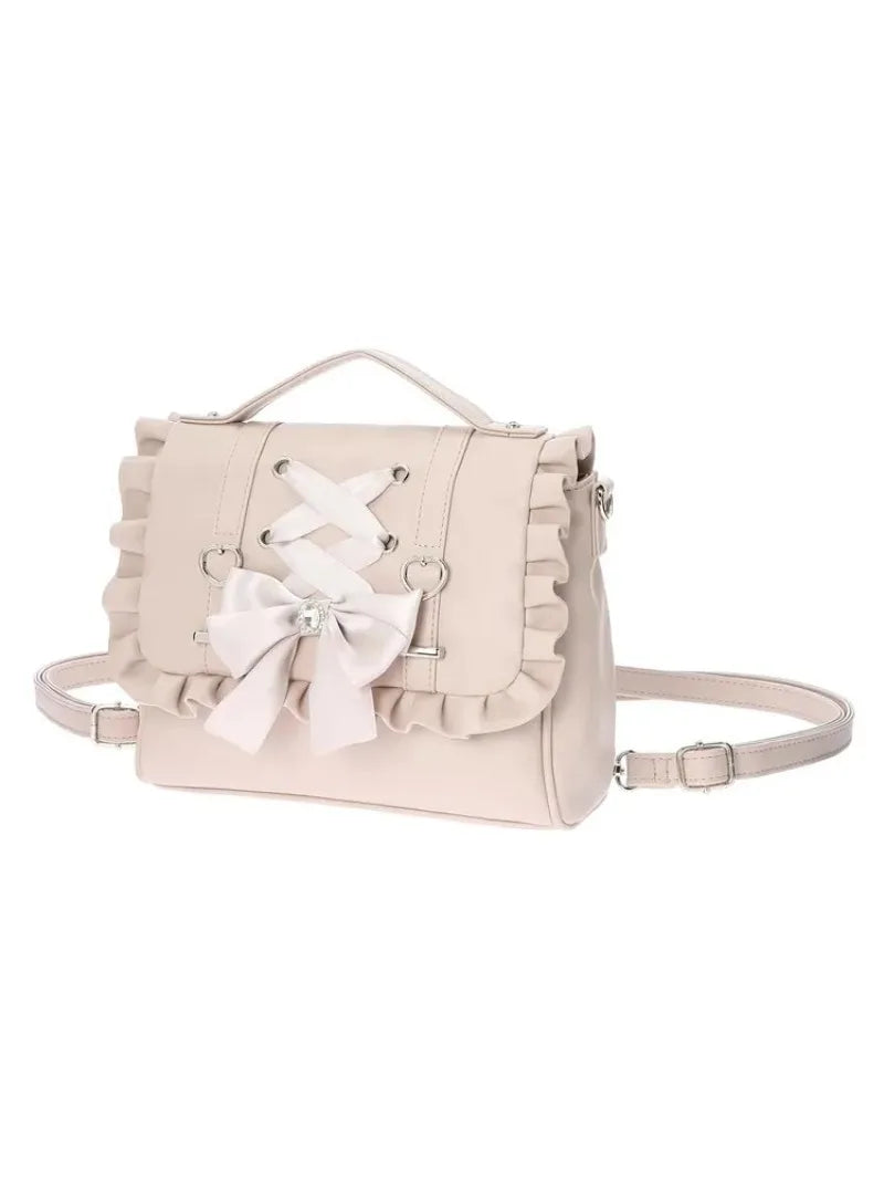 Bolso de cuero rosa con lazo entrelazado