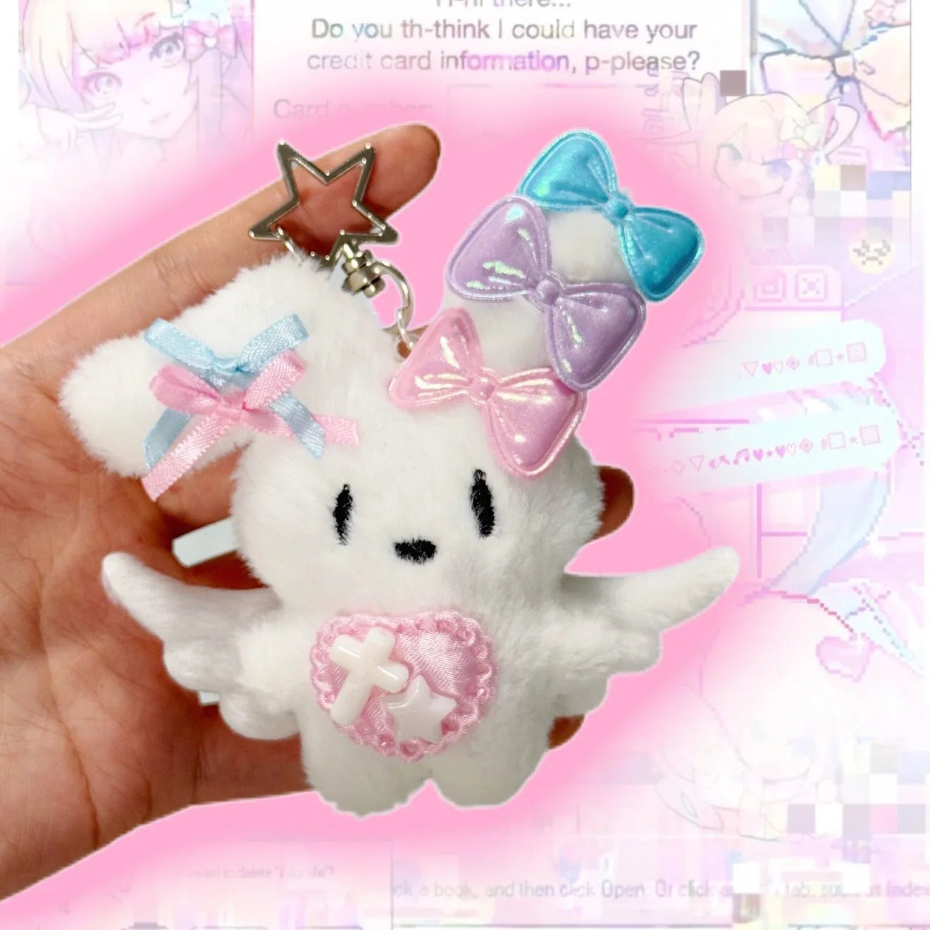 Llavero de conejo blanco NEEDY STREAMER OVERLOAD (Kangel)