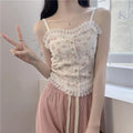 Blusa de Tirantes blanco de flores rosas con Encaje