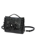 Bolso de cuero negra de mano con lazo entrelazado