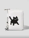 Monedero blanco de gato negro con llavero