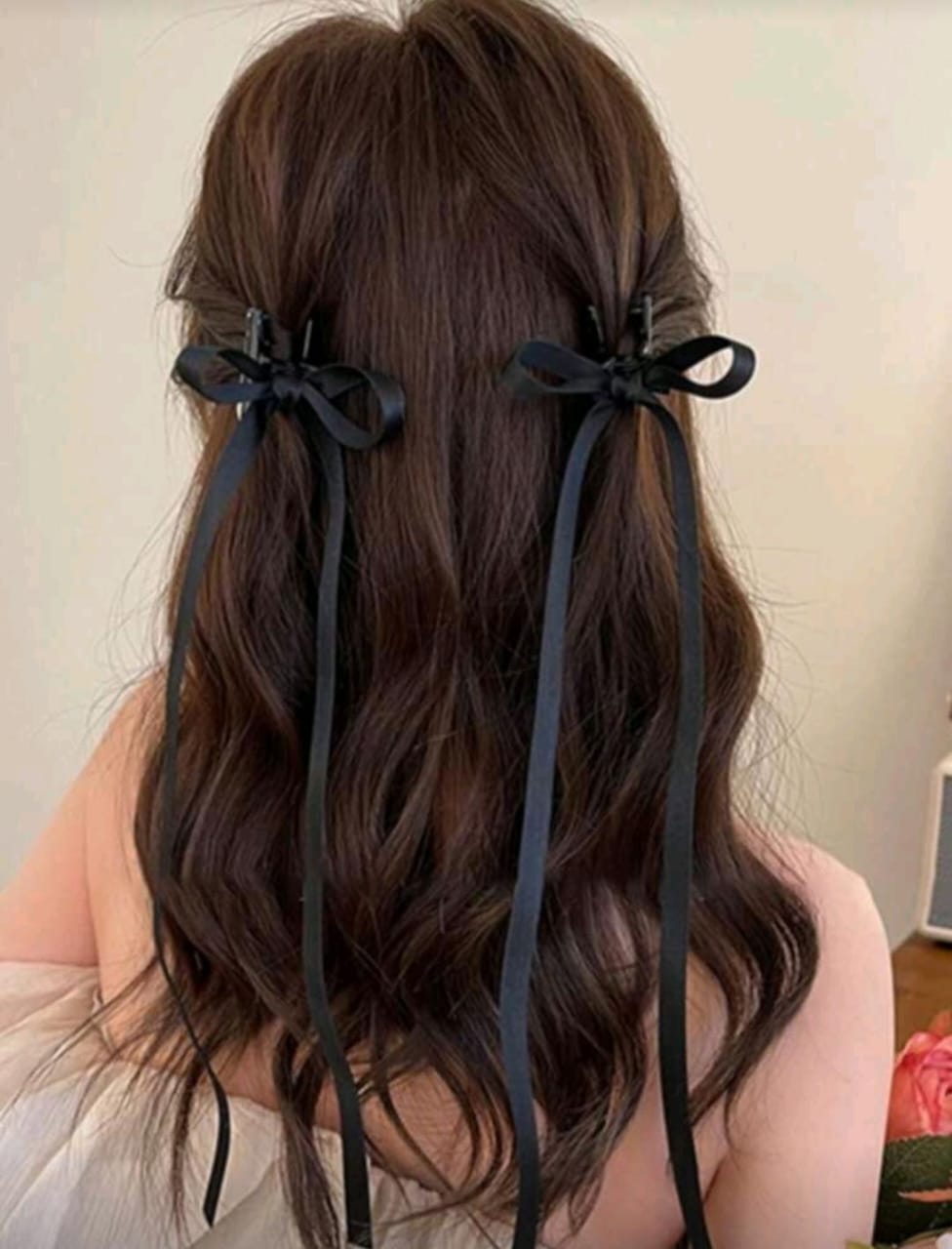Set de pinzas para el cabello lazo negro largo