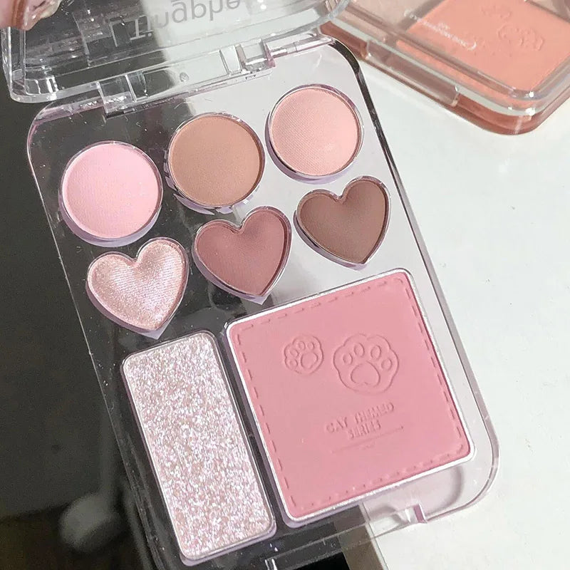 Paleta de maquillaje de 8 tonos rosa
