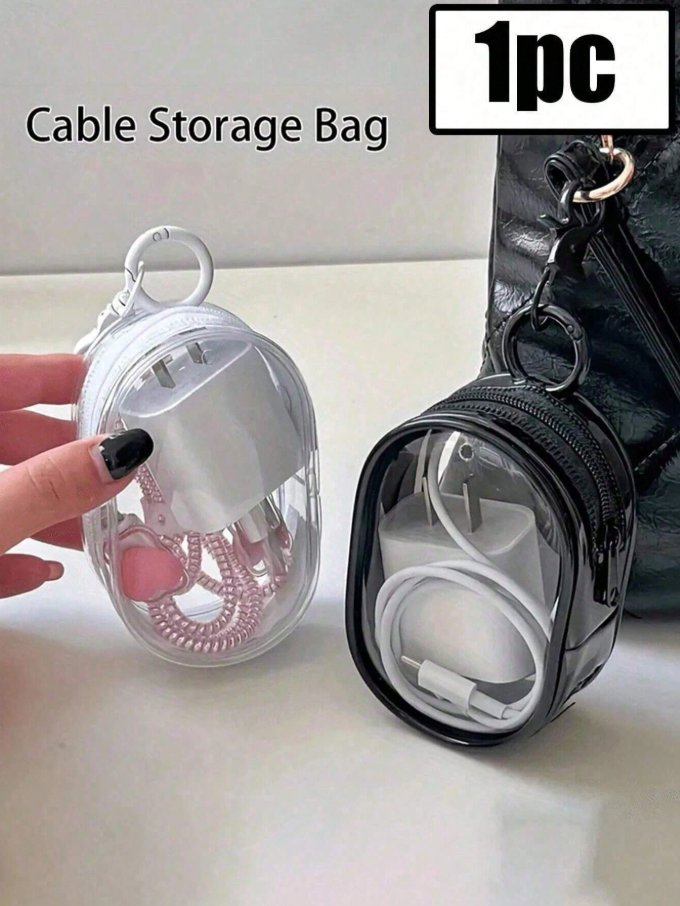 Bolsa de almacenamiento con cremallera transparente (blanco y negro)