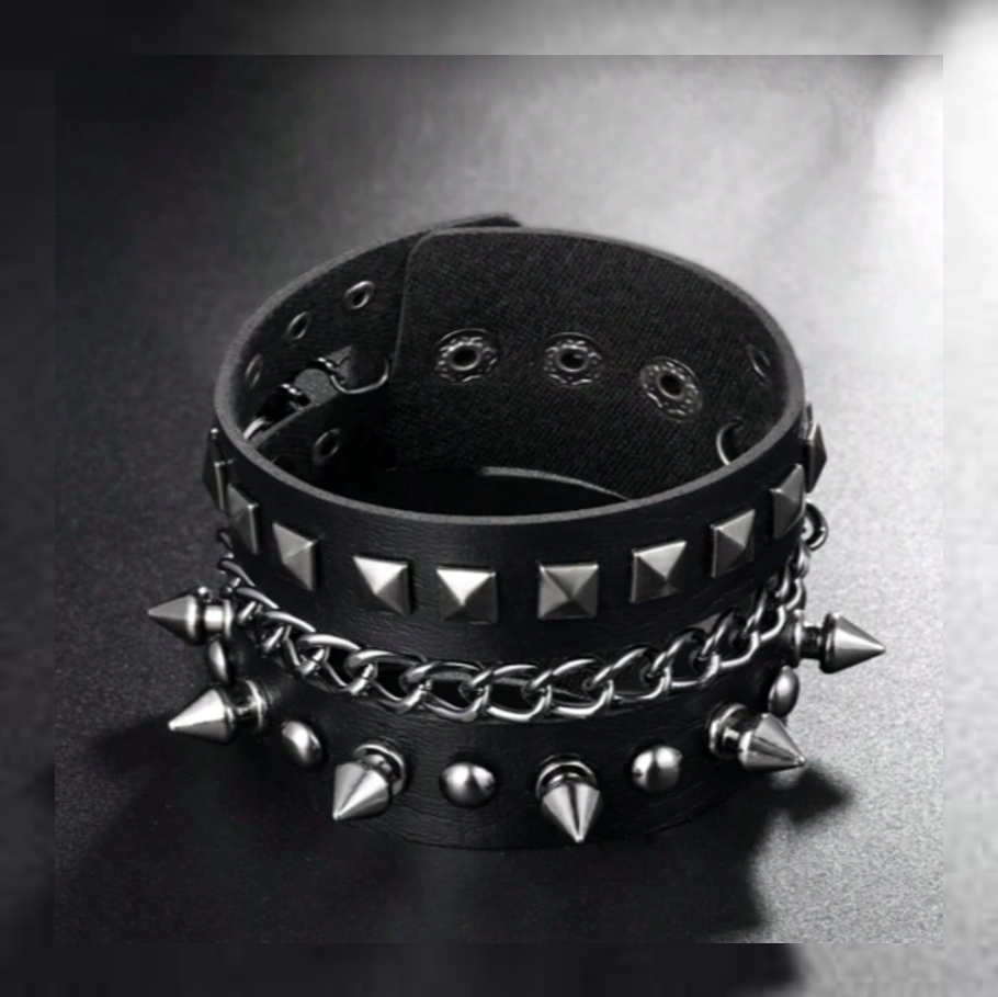 Brazele de cuero punk negro