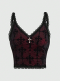 Blusa de tirantes roja con negro con dije de corazón