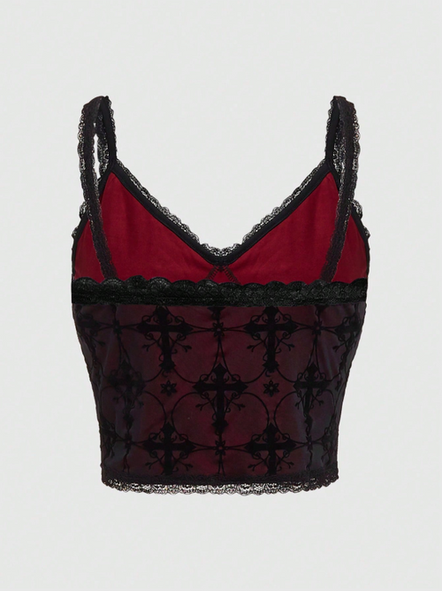 Blusa de tirantes roja con negro con dije de corazón