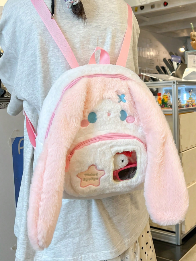 Mochila de Conejo Rosa con blanco