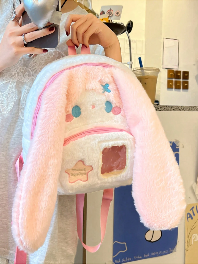 Mochila de Conejo Rosa con blanco