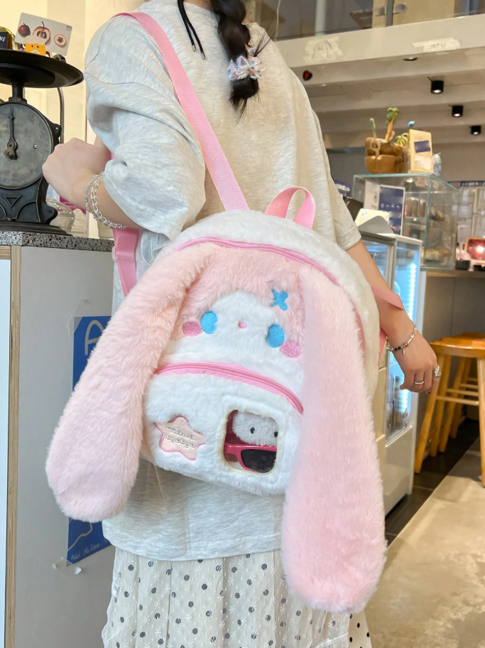 Mochila de Conejo Rosa con blanco