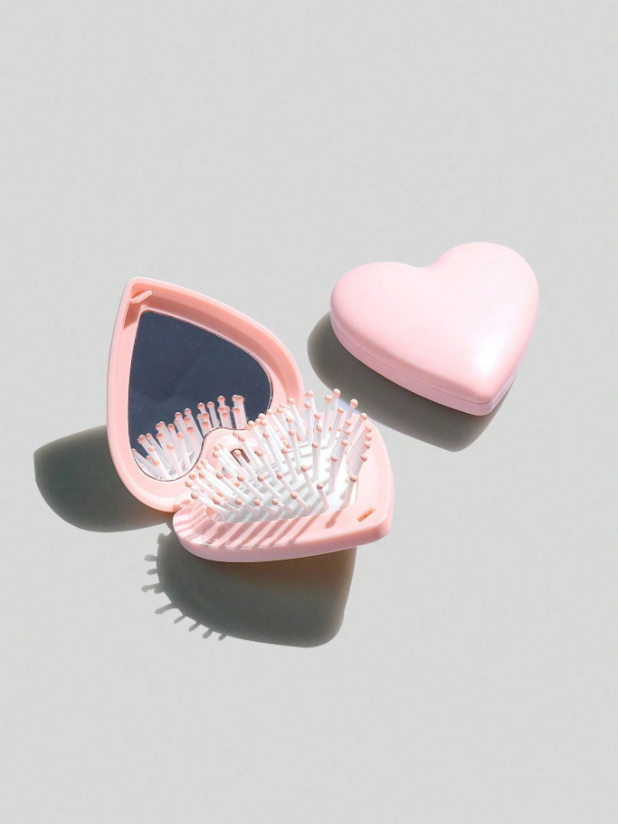 Peine con espejo de corazón plegable