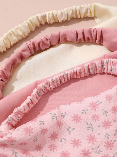 3 Piezas de diademas con estampado floreal y encaje