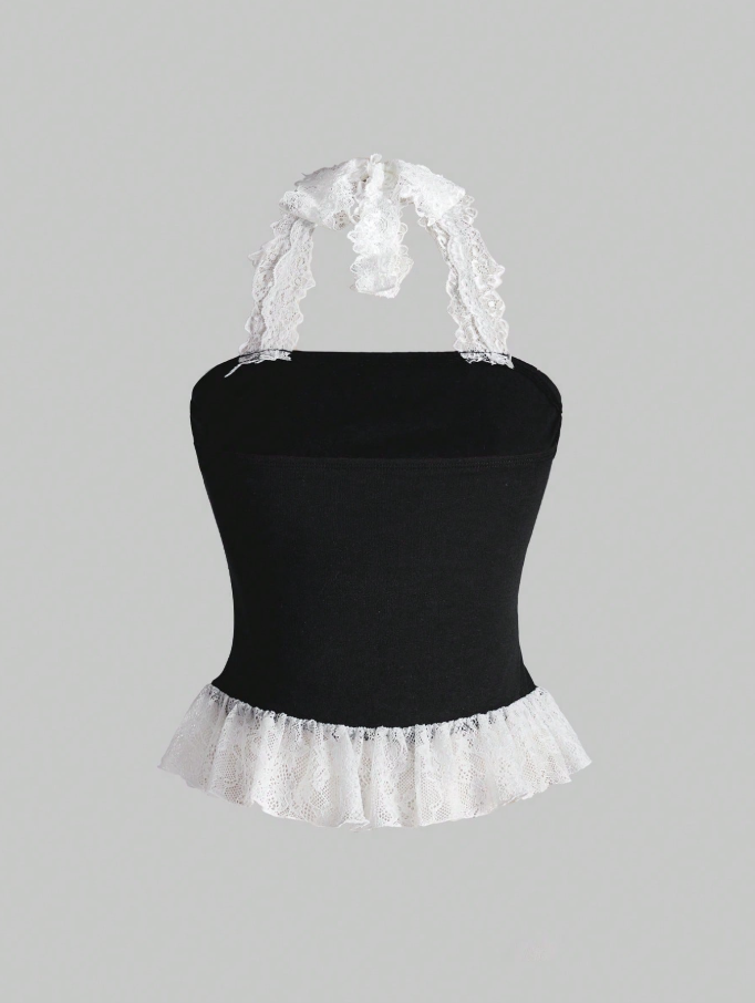 Top de tirantes con cuello Halter con diseño anime