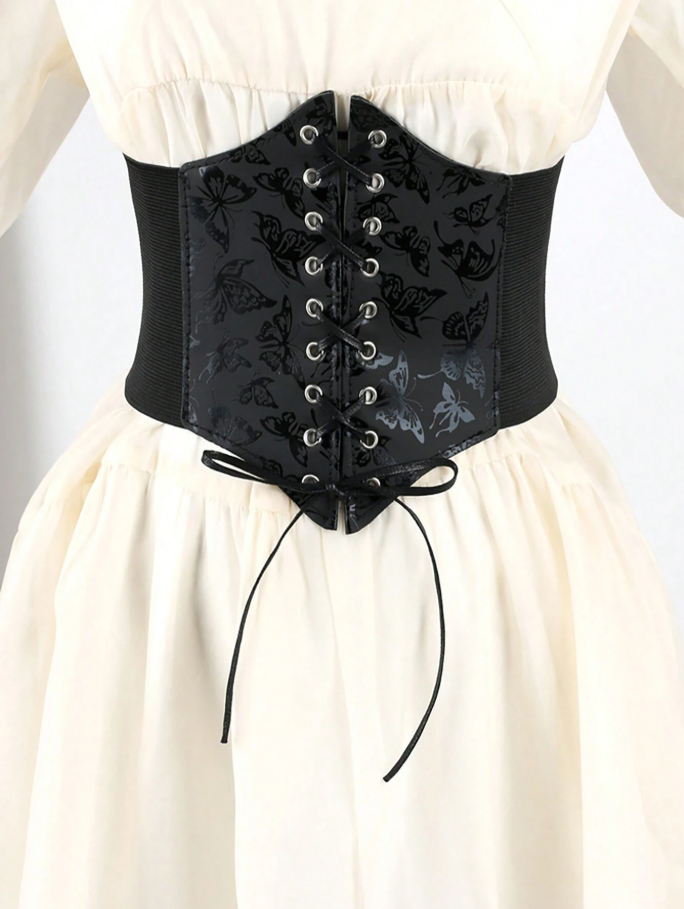 Corset negro tipo cruzado