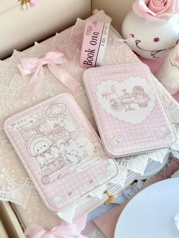 Espejo de maquillaje plegable rosado