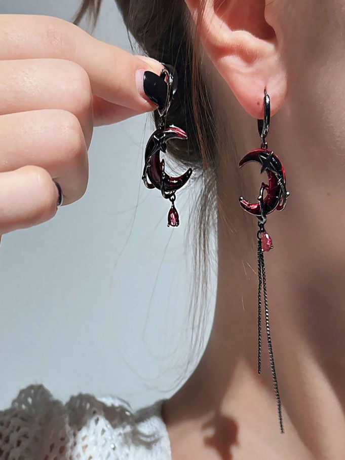Pendientes de luna roja