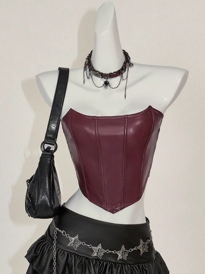 Top tipo corsette rojo estilo Y2K