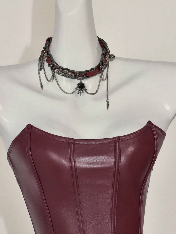 Top tipo corsette rojo estilo Y2K