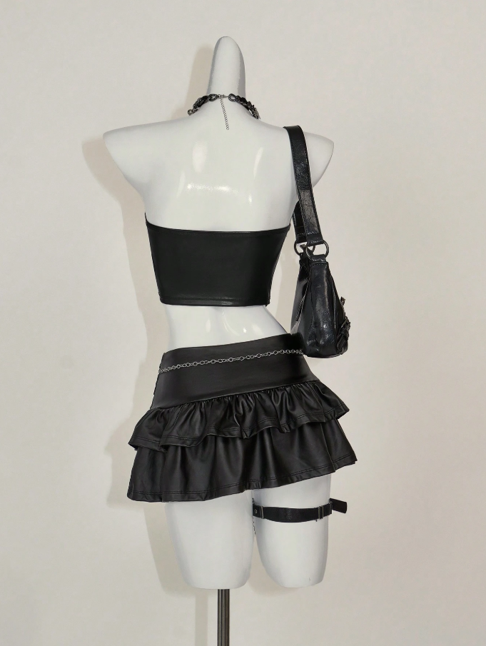 Top tipo corsette negro estilo Y2K