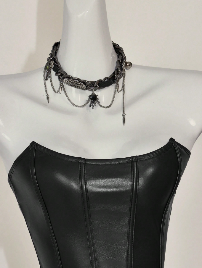 Top tipo corsette negro estilo Y2K