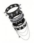 Brazaletes de púas con remaches de estrellas y cadenas