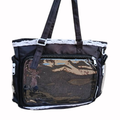 Bolso de tela grande negro con encaje blanco