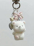 Llavero Kawaii Y2K con Oso Blanco y lazo