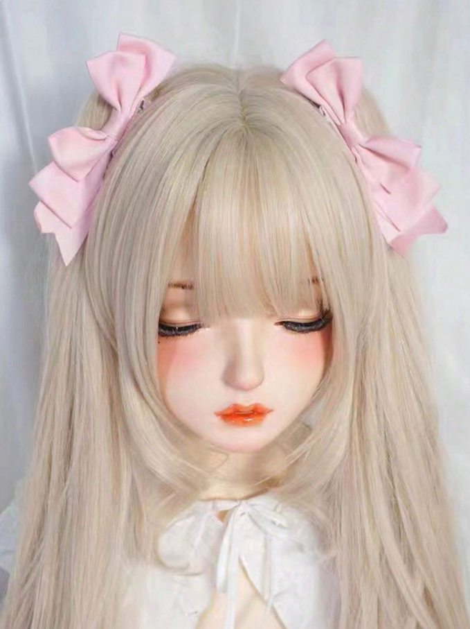 Pinzas para el Cabello Dobles con Lazo Rosa