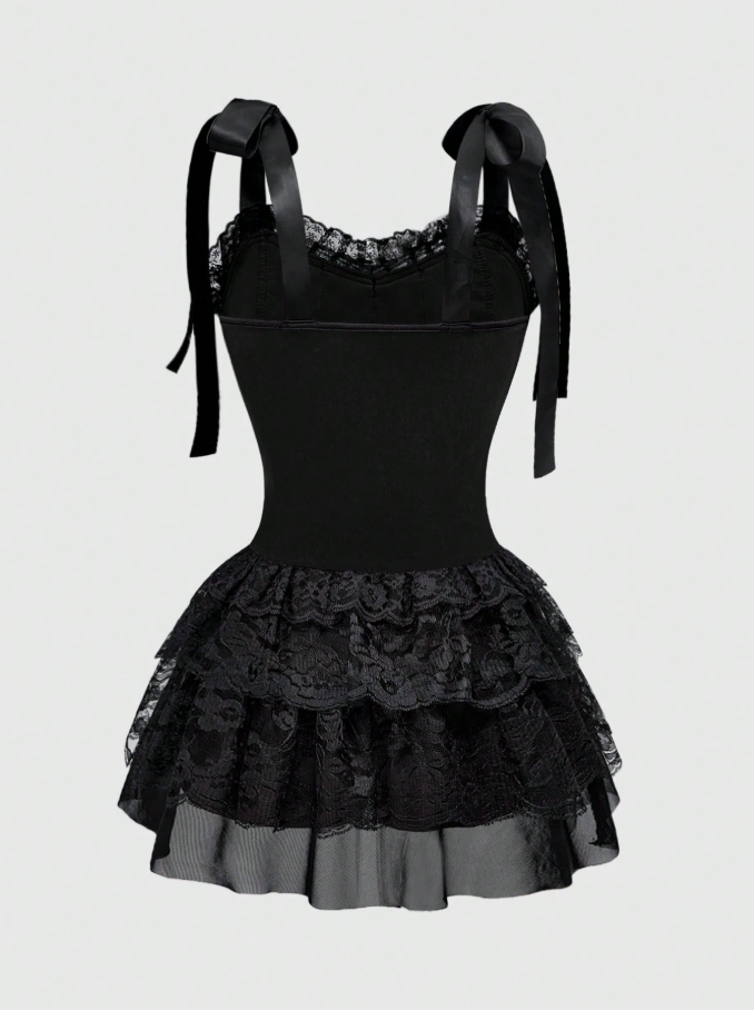 Vestido Corset Midi Gótico de Terciopelo con Encaje