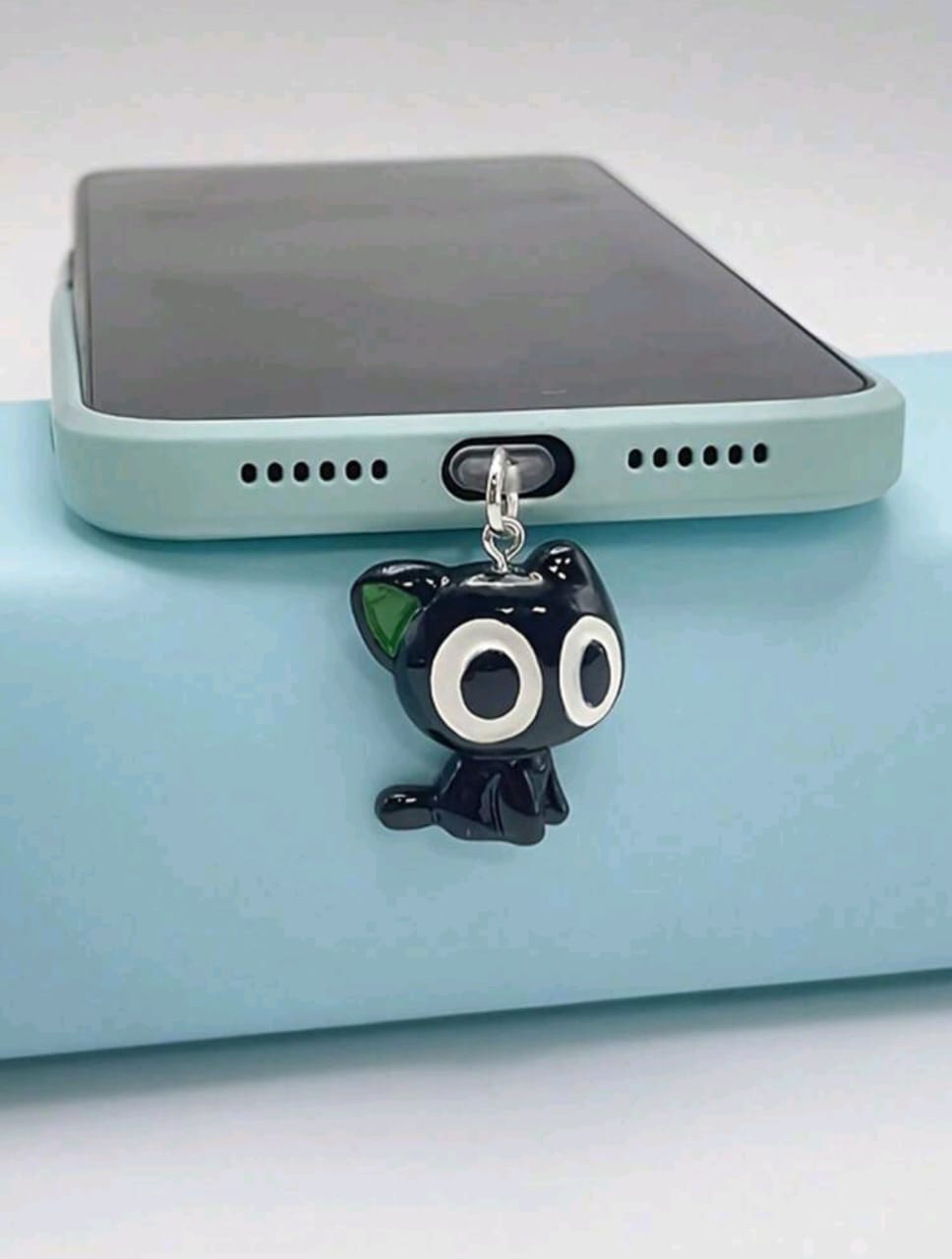Tapón para celular de gato negro tipo C (Antipolvo)