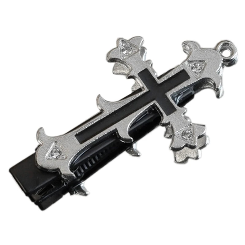 Clip para el cabello con forma de cruz – Negro