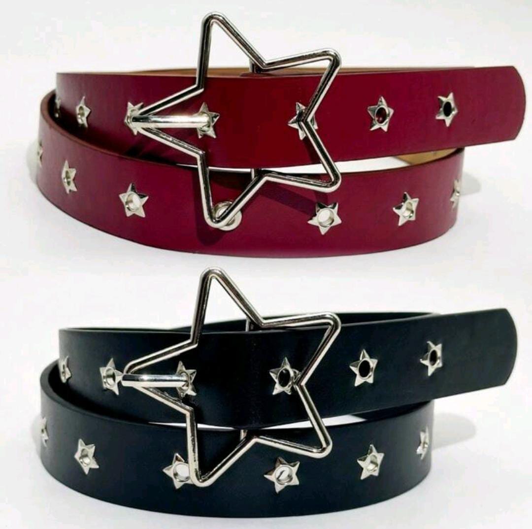 Cinturón de mujer con hebilla de estrella (rojo y negro)