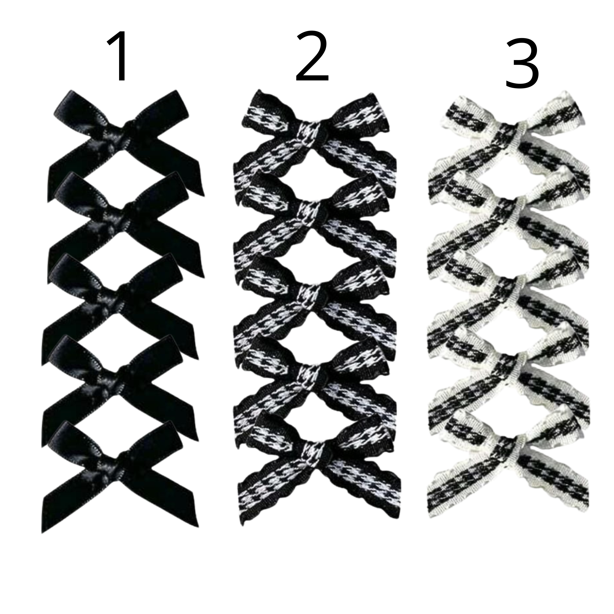 Set de 5 clips de lazos pequeños